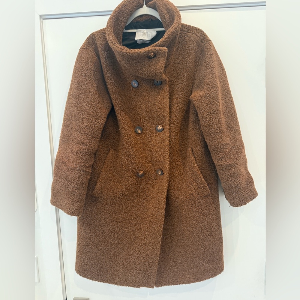 Harris Wharf London Double-Breasted Teddy Coat